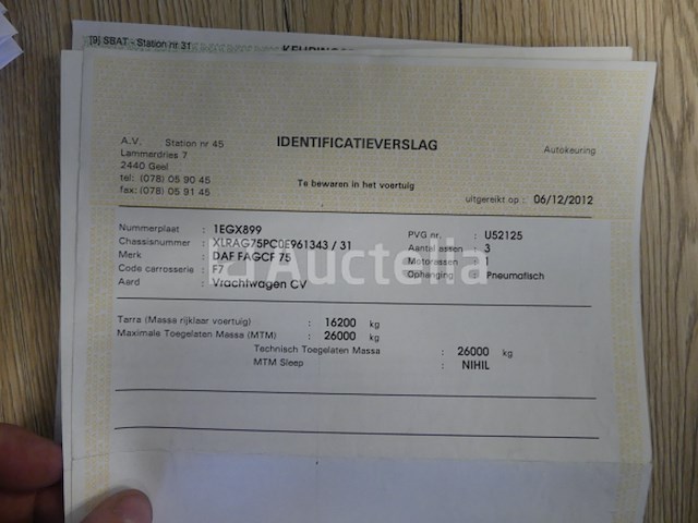 Ref:7639 - daf fagcf75 vuilniswagen (2012-357,430 km) - afbeelding 49 van  55