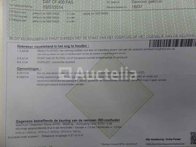 Ref:7707 - daf cf400fas containertruck (2014 - 801,011 km) - afbeelding 47 van  57