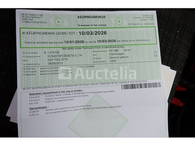 Ref:7755 - daf fan cf75 vuilniswagen (2012-462,885 km)(vin:xlras75pc0e927312) - afbeelding 52 van  60