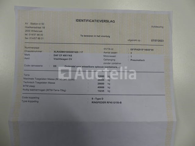 Ref:7763 - daf cf 400fas containertruck (2015-382,865 km-vinxlrasm4100g067420) - afbeelding 63 van  66