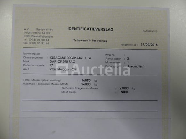 Ref:7778 - daf cf 290 fag vuilniswagen (2015-413,344 km) - afbeelding 40 van  45