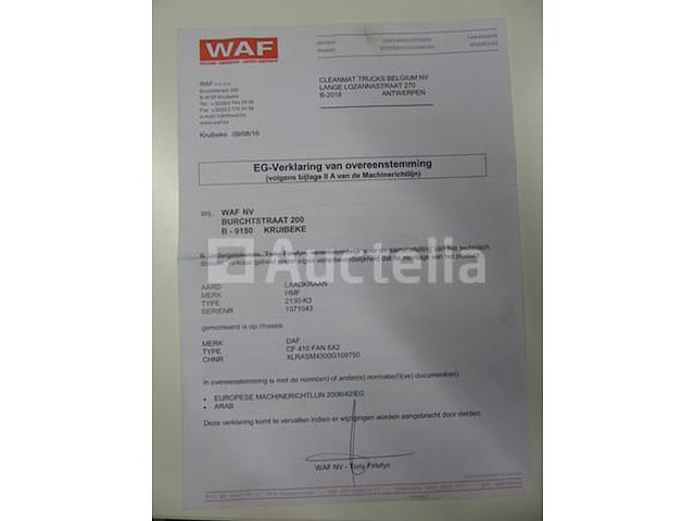 Ref:8374 - containertruck met kraan daf cf 400 fan (2016-441,638 km) - afbeelding 50 van  54