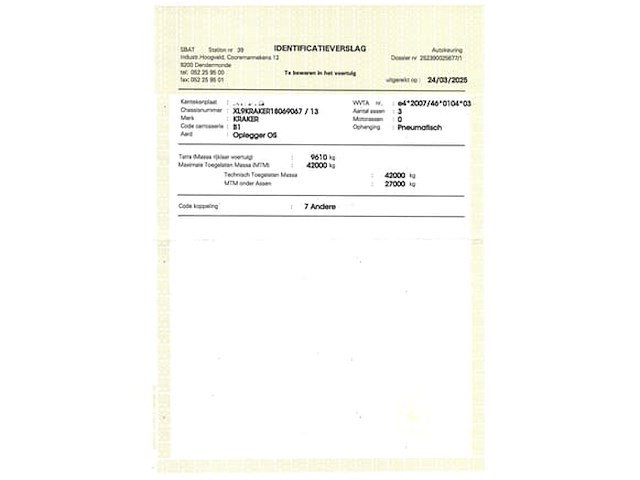 Ref:9407 (298) - semi remorque couverte kraker trailers cf-z (vin:xl9kraker18069067) - afbeelding 17 van  38