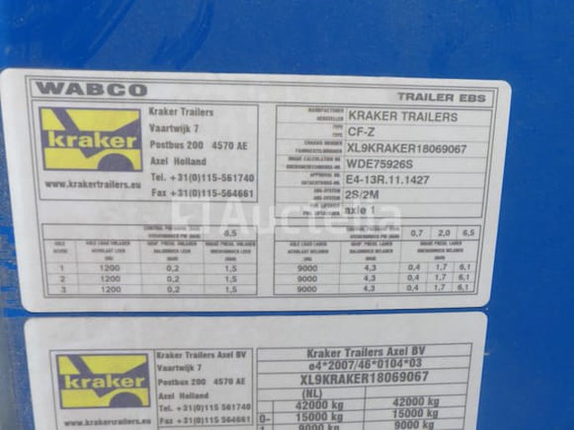 Ref:9407 (298) - semi remorque couverte kraker trailers cf-z (vin:xl9kraker18069067) - afbeelding 18 van  38