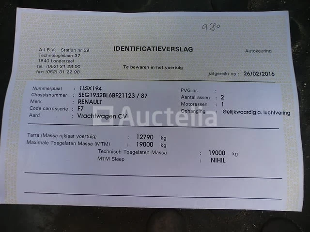 Ref:9580 - vuilniswagen renault access d19 (2015-123,158 km)(vin:seg1932bl6bf21123) - afbeelding 50 van  55