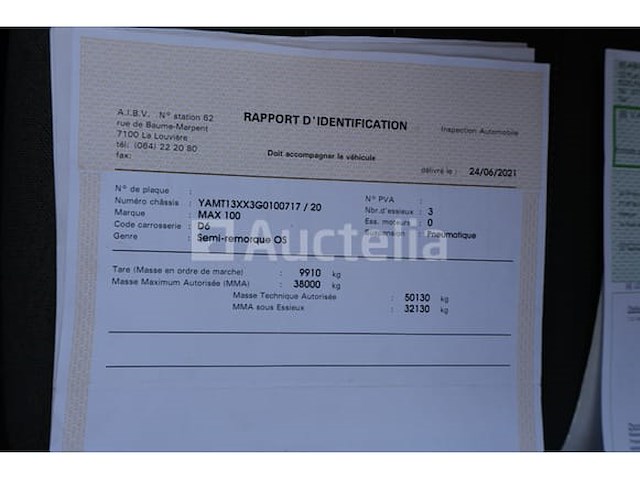 Ref:qada362 (lot 9 bis) - max trailer max 100 (2016-vin:yamt13xx3g0100717) - afbeelding 14 van  26