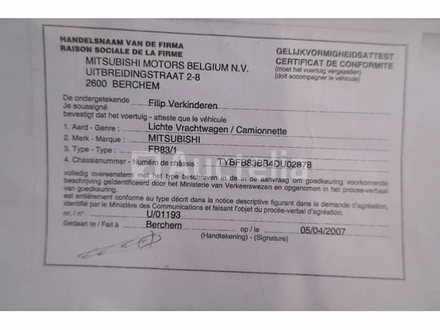 Ref:xhs192 - gedumpte van mitsubishi canter fb83/1 (2007-235,623 km)(v: tybfb83bb4du02878) - afbeelding 31 van  41