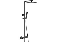 Regendoucheset met thermostaat hoofddouche staaf handdouche vierkant zwart mat - afbeelding 1 van  3