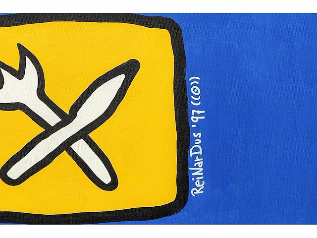 Reinardus - pop art compositie - olie op doek - 160x350 cm - 1997 - afbeelding 2 van  3