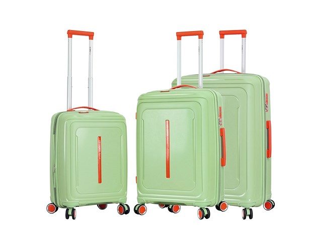 Reiskoffer - lee cooper - groen - 33403 - 77x 51 x 30/35 cm. - dubbele rits - afbeelding 2 van  6