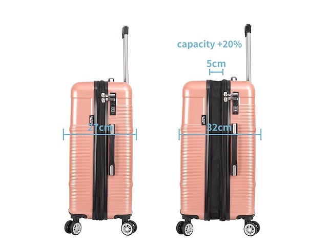 Reiskoffer - lee cooper - polycarbonaat - roze - 67x 44 x 26 cm. - dubbele rits - afbeelding 2 van  7