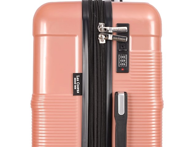 Reiskoffer - lee cooper - polycarbonaat - roze - 67x 44 x 26 cm. - dubbele rits - afbeelding 4 van  7