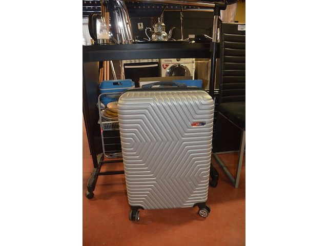 Reistrolley grijs, droogrek, kledingrek, stoel zwart similederen zit en rug - afbeelding 4 van  6