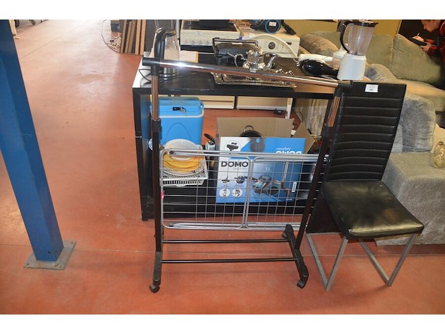 Reistrolley grijs, droogrek, kledingrek, stoel zwart similederen zit en rug - afbeelding 5 van  6