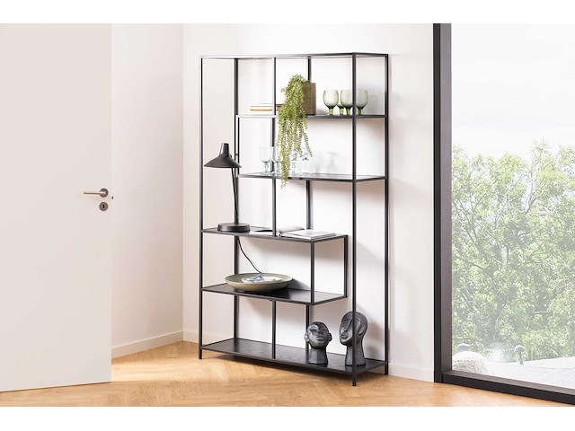 Rek dover 114 cm 4 legplanken - zwart - afbeelding 3 van  7