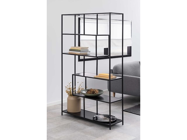 Rek dover 114 cm 4 legplanken - zwart - afbeelding 4 van  7