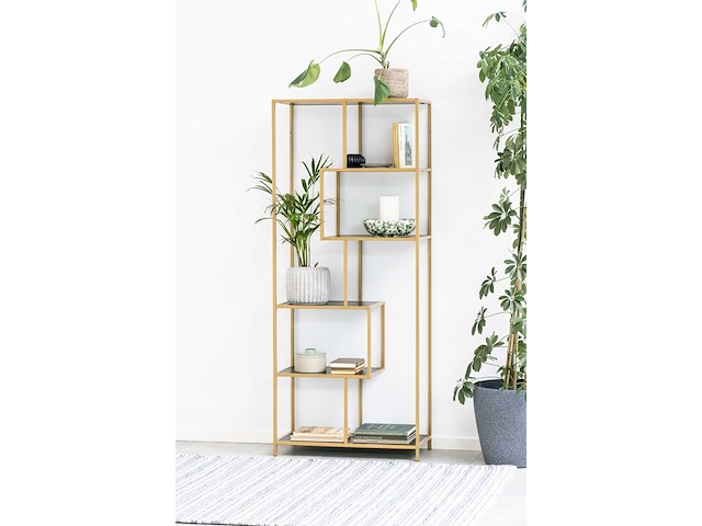 Rek dover 77 cm 4 legplanken - goud/zwart - afbeelding 1 van  7