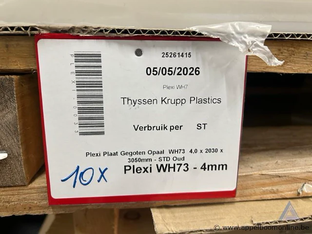 Rek inhoudend diverse plexiglas platen wo. thyssen krupp plastics, type plexi wh73. - afbeelding 3 van  3