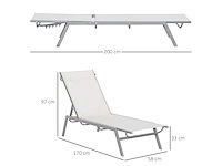 Relax garden bouncer met 5-posities rugleuning in crèmewit metaal 170 x 58 x 97 cm - afbeelding 2 van  2