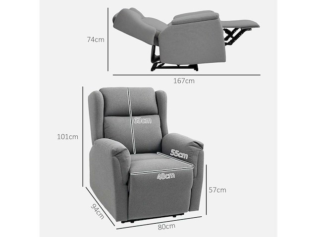Relaxstoel, gestoffeerde fauteuil met voetsteun - afbeelding 4 van  7