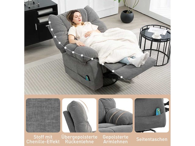 Relaxstoel met massagefunctie, leunfunctie - afbeelding 5 van  10