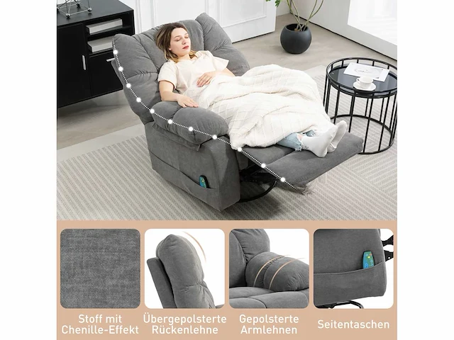 Relaxstoel met massagefunctie, leunfunctie - afbeelding 5 van  9