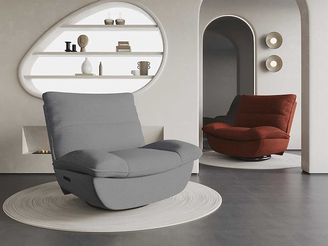 Relaxstoel met schommeling, 360° draai, lichtgrijs - afbeelding 1 van  10