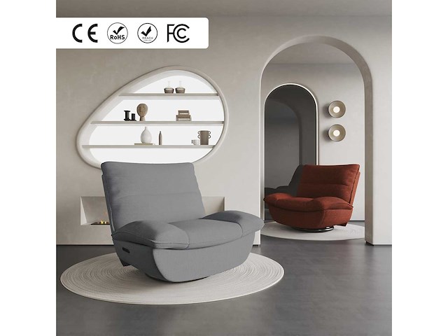 Relaxstoel met schommeling, 360° draai, lichtgrijs - afbeelding 5 van  10