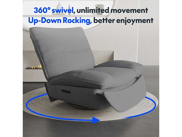 Relaxstoel met schommeling, 360° draai, lichtgrijs - afbeelding 7 van  10