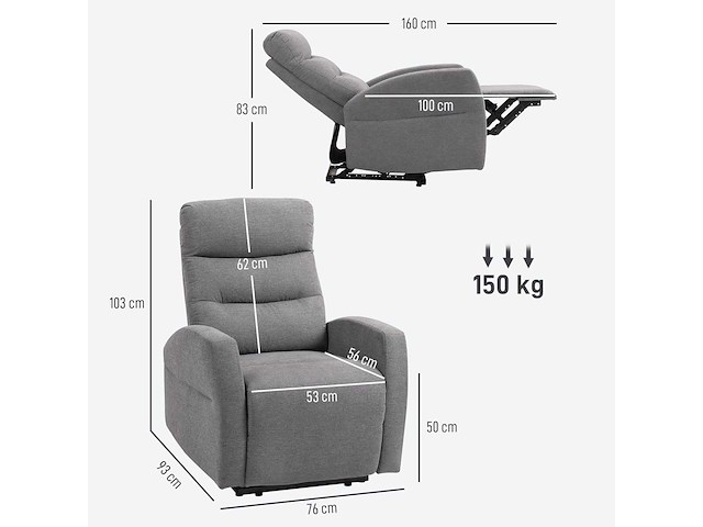 Relaxstoel met verlengde functie, gestoffeerde tv-stoel - afbeelding 7 van  9