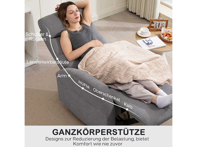 Relaxstoel met verlengde functie, gestoffeerde tv-stoel - afbeelding 3 van  9