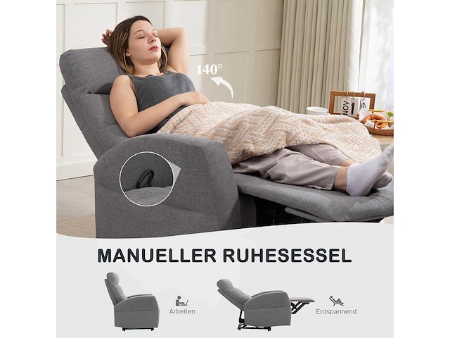 Relaxstoel met verlengde functie, gestoffeerde tv-stoel - afbeelding 4 van  9