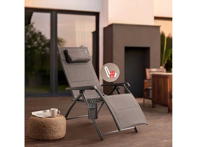 Relaxstoel met verwarmde functie en nekkussen - taupe - afbeelding 8 van  8