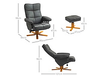 Relaxstoel met voetsteun, 145° achteroverleuning, 360° draaibaar, kunstleer, donkergrijs - afbeelding 3 van  7