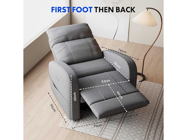 Relaxstoel, verstelbare draaistoel, fauteuilsbed, verstelbare elektrische schommelstoel met usb - afbeelding 4 van  8
