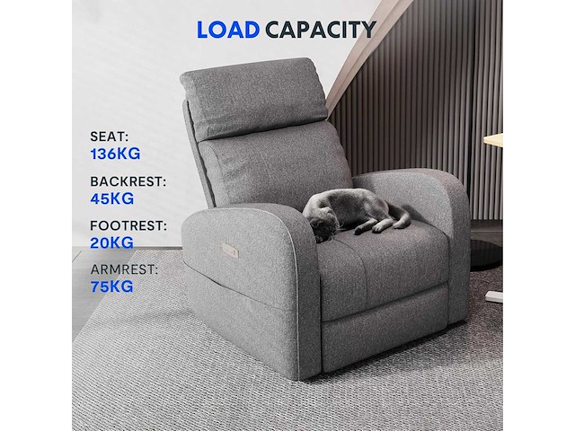 Relaxstoel, verstelbare draaistoel, fauteuilsbed, verstelbare elektrische schommelstoel met usb - afbeelding 5 van  8