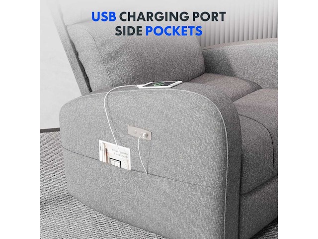 Relaxstoel, verstelbare draaistoel, fauteuilsbed, verstelbare elektrische schommelstoel met usb - afbeelding 6 van  8