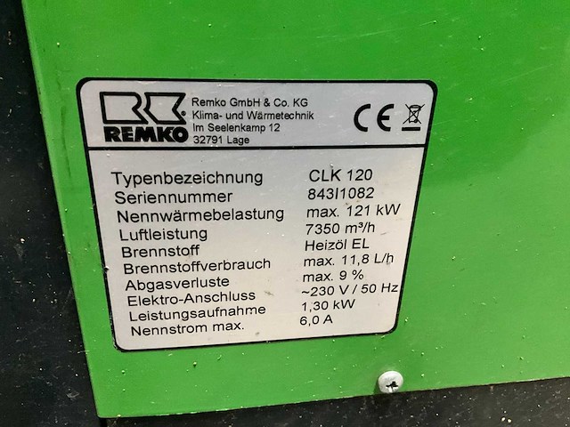 Remko clk 120 indirecte diesel heater en dieseltank - afbeelding 4 van  18