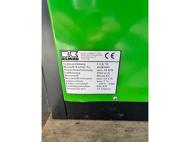 Remko clk 70 indirect heater 68 kw – diesel – industrial hot air heater - afbeelding 5 van  6