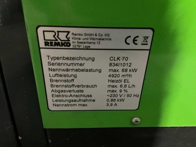 Remko clk 70 indirecte diesel heater en dieseltank - afbeelding 1 van  17
