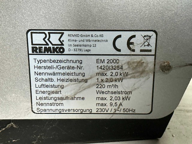 Remko em2000 elektrische bijverwarming - afbeelding 3 van  3