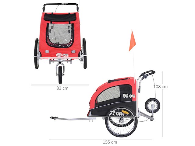 Remorque vélo jogger 2 en 1 pour animaux - afbeelding 4 van  6