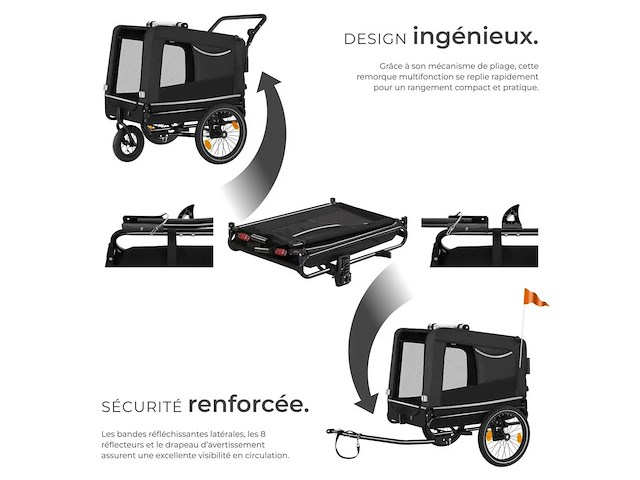 Remorque vélo pour chien woofrider noir - afbeelding 4 van  9