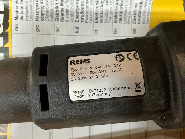 Rems 844 elektrische pijpsnijder - afbeelding 3 van  4