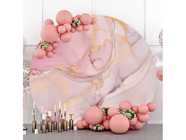 Renaissance 2x2m roze paars marmeren ronde achtergrond - afbeelding 5 van  5