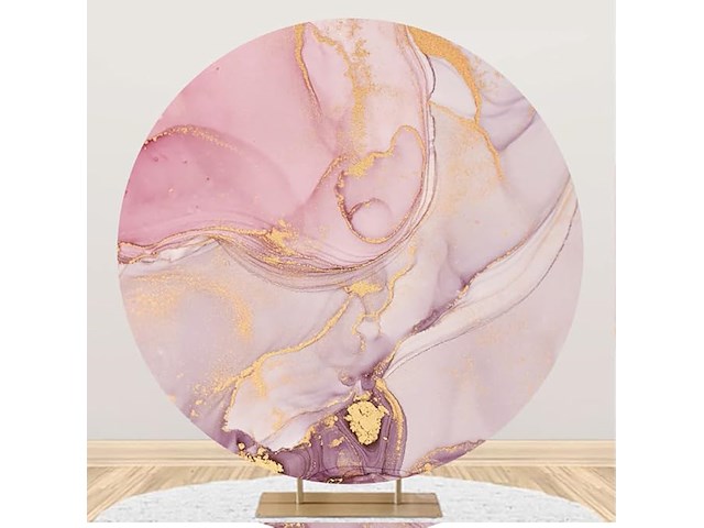 Renaissance 2x2m roze paars marmeren ronde achtergrond - afbeelding 1 van  5