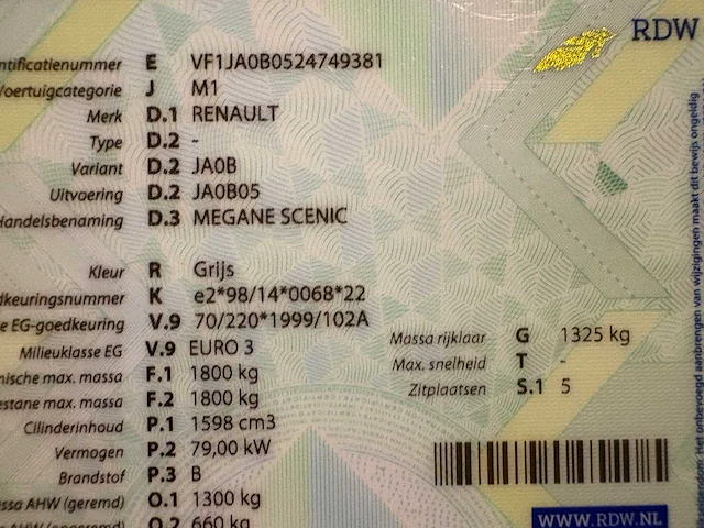 Renault - 1999 - scénic - 1.6-16v rxe - car - afbeelding 7 van  16