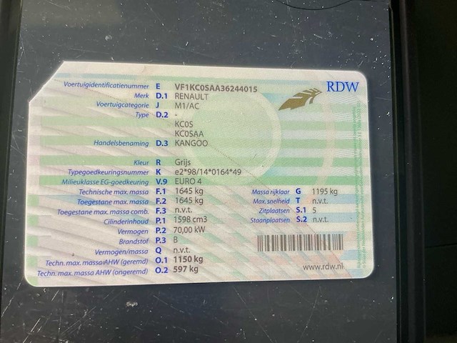 Renault - 2006 - kangoo - lichte bestelwagen - personenauto - afbeelding 12 van  20