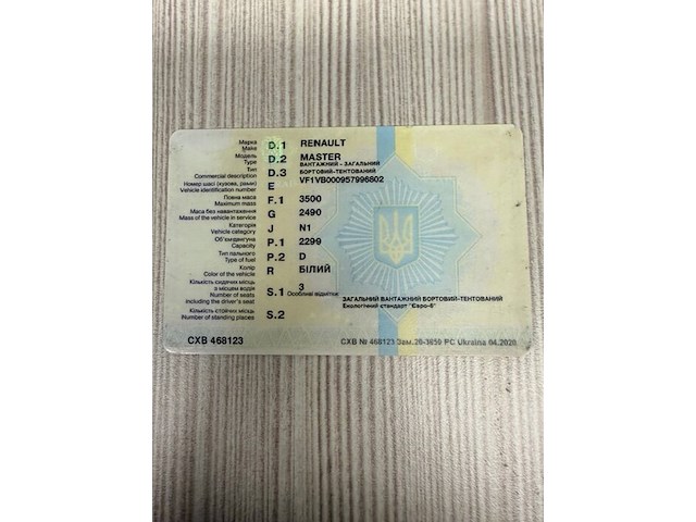 Renault master met oekrains kenteken, chassisnummer vf1vb000957996802, bouwjaar 12/06/2021, met 1 sleutel en boorddocumenten - afbeelding 15 van  31