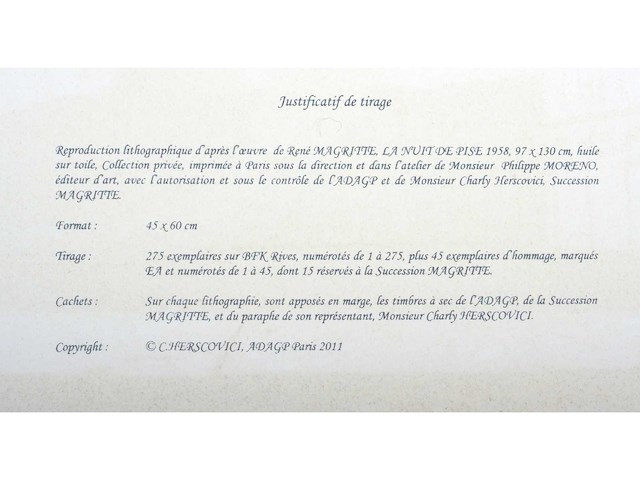 René magritte - la nuit de pise - litho - afbeelding 9 van  9
